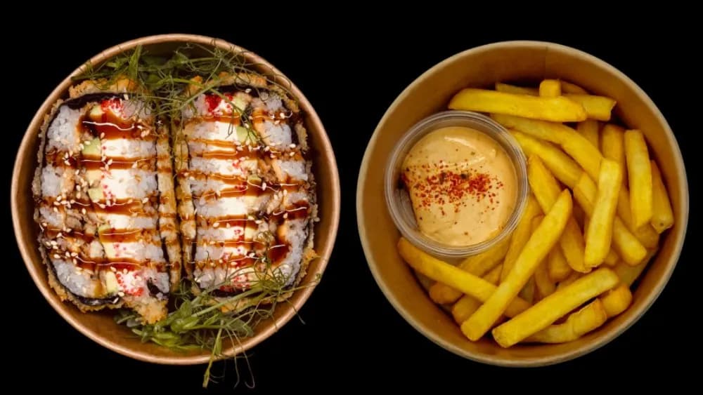 SUSHI BURGER Węgorz + Frytki