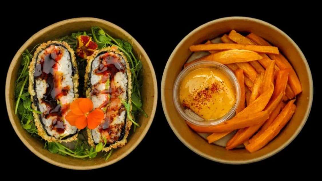 SUSHI BURGER Łosoś Surowy + Frytki Z Batata
