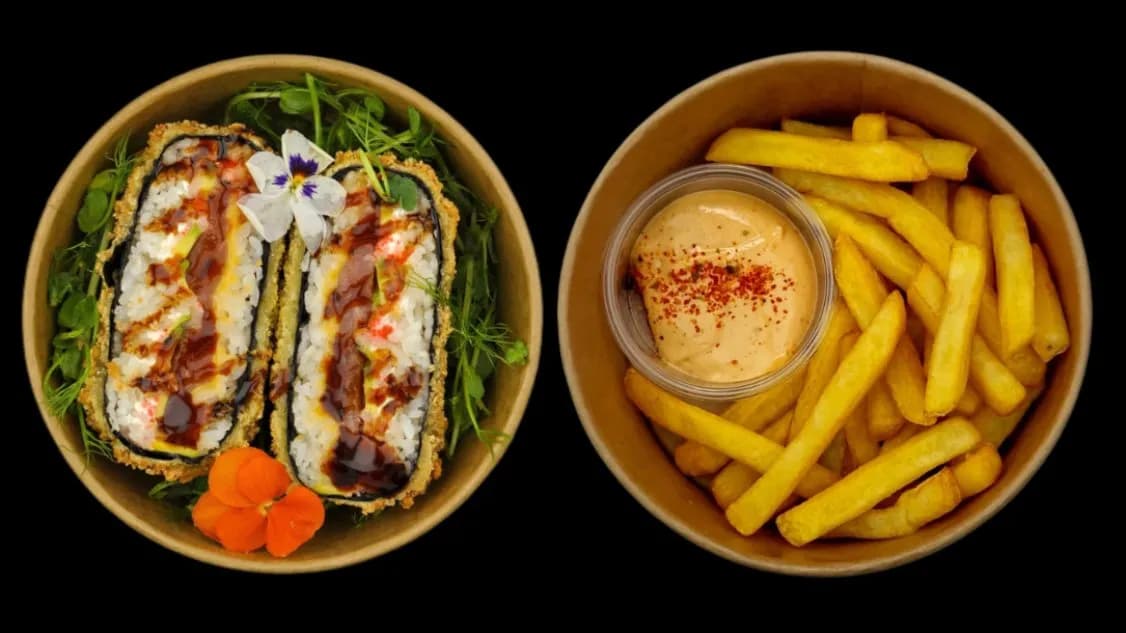 SUSHI BURGER Tuńczyk Surowy + Frytki