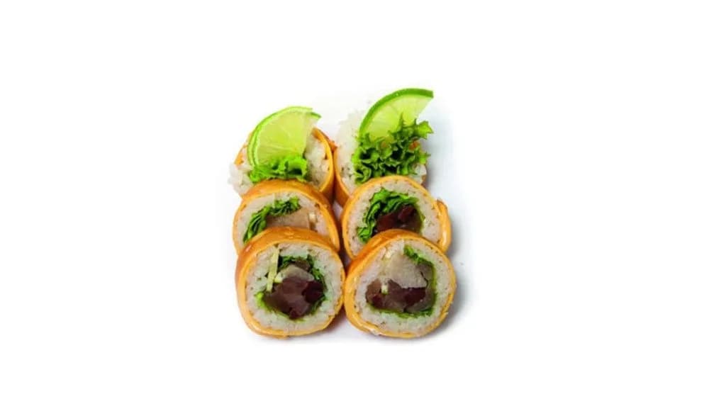 Tamago futomaki z halibutem, limonką i serkiem Philadelphia