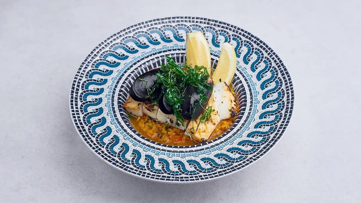 Grillowany stek z kalmara z risotto