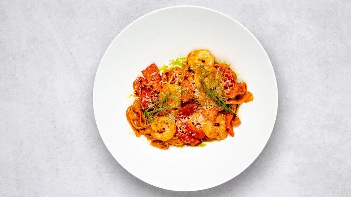 Makaron z krewetkami