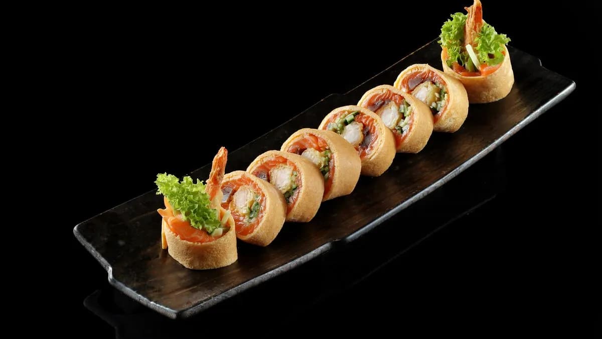 Futomaki Tamago Łosoś - Krewetka w tempurze