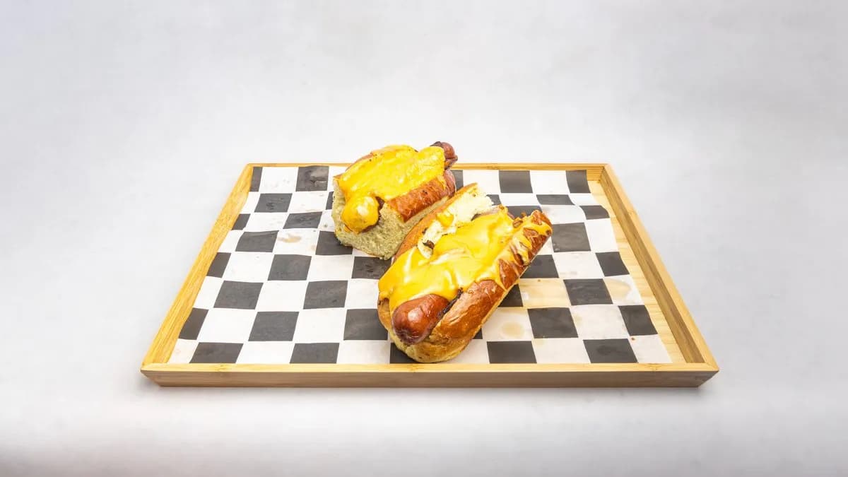 Melting cheese hot dog