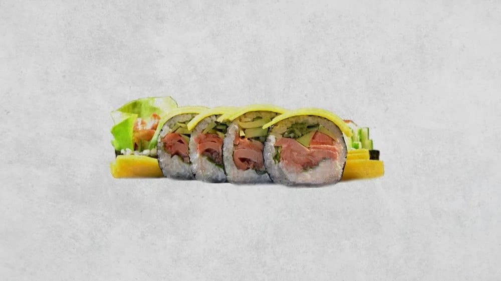 Philadelphia z pieczonym łososiem owinięta truskawką lub mango