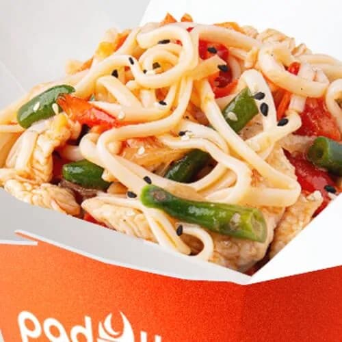 Party wok свинина в кисло-сладком соусе с лапшой удон