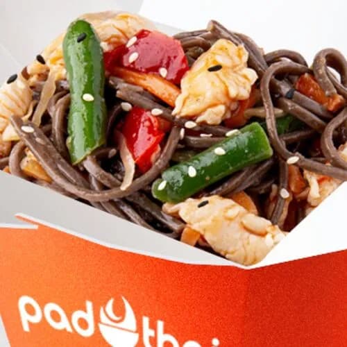 Party wok курица в кисло-сладком соусе с лапшой соба