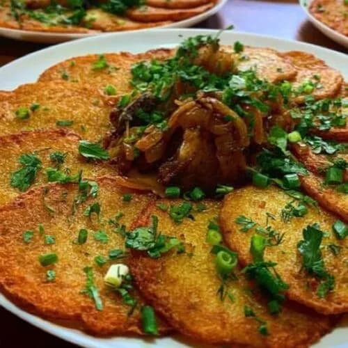 Драники с поджаркой из свинины