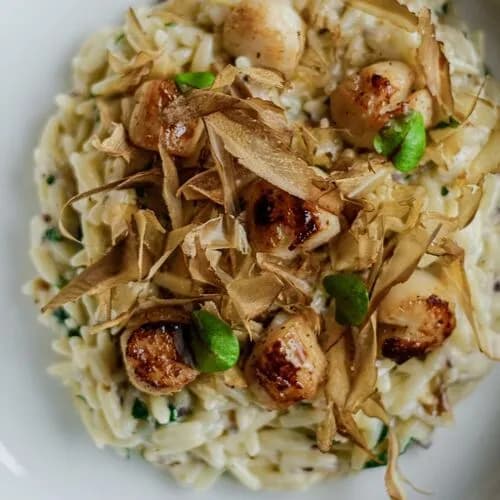 Ризони с морским гребешком