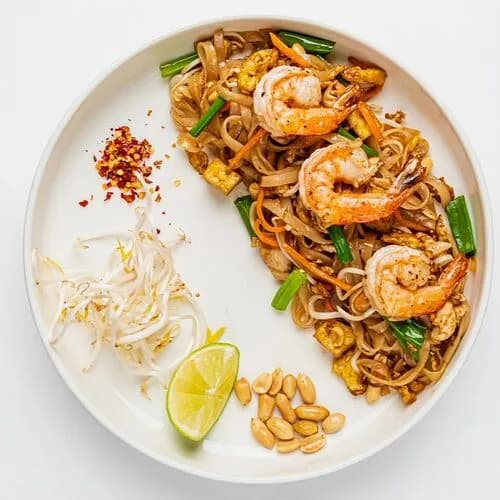Лапша рисовая пад тай с тигровыми креветками