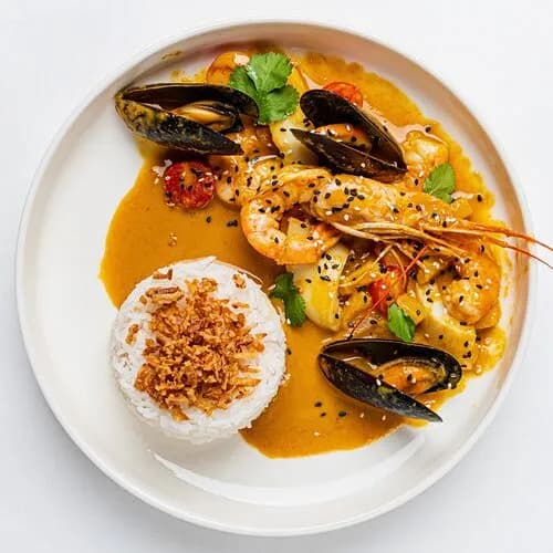 Желтый карри с морепродуктами