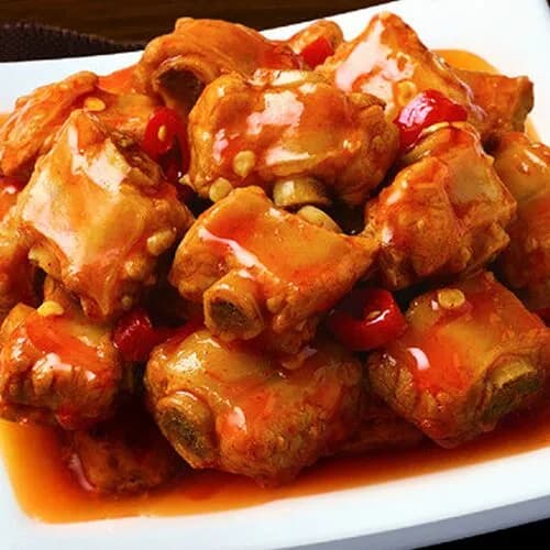 Жареные свиные рёбрышки в остром соусе