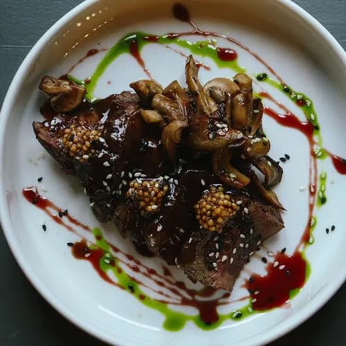 Говядина в винном соусе с миксом грибов