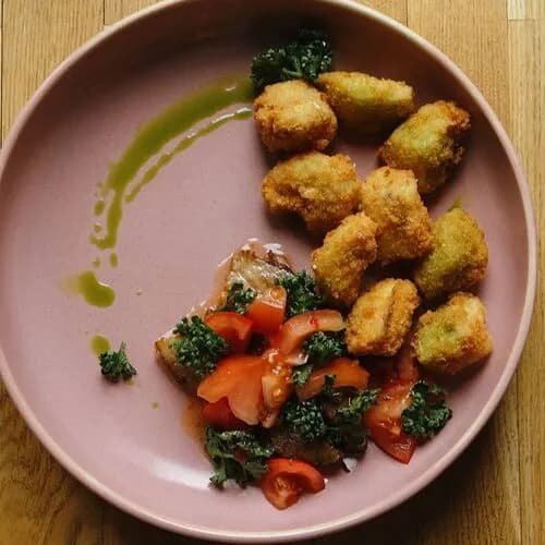 Хрустящие баклажаны с брискетом и сладким чили