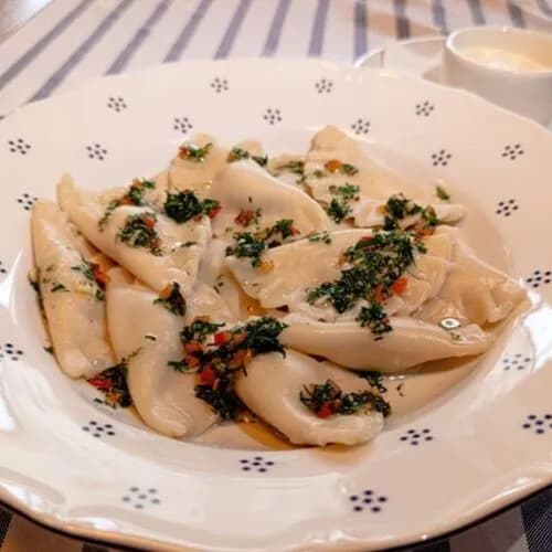 Вареники с курицей и грибами