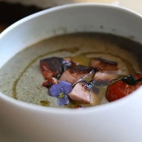 Крем-суп из шампиньонов с мортаделлой