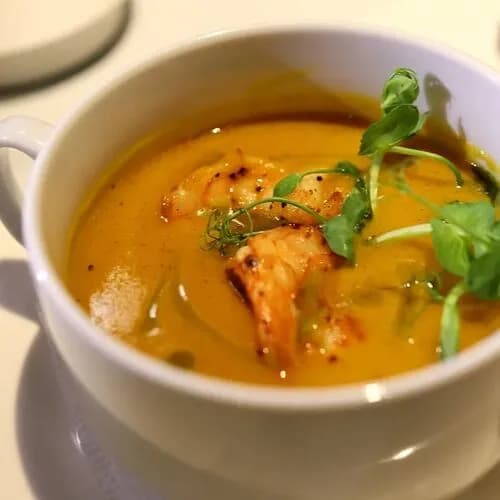 Крем-суп из тыквы с креветками