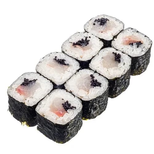 Мини-ролл с дорадо и икрой летучей рыбы