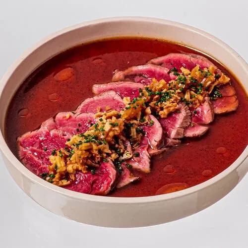 Говядина татаки с трюфельным понзу