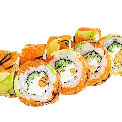 Ролл с лососем и орехом кешью