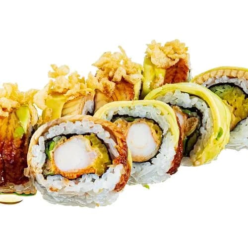 Ролл с угрем и жареной креветкой