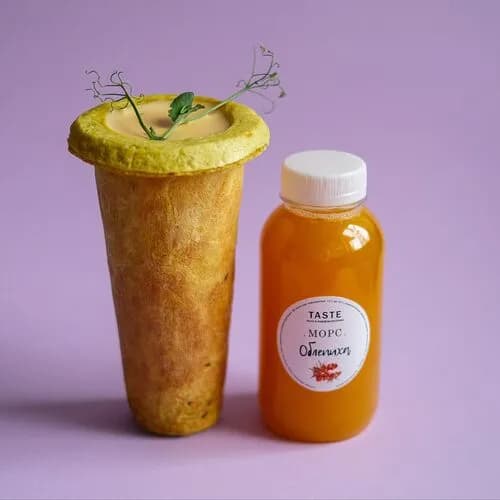 Крем-суп сырный и морс облепиха