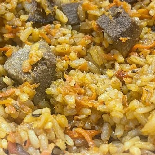 Плов с говяжьим языком