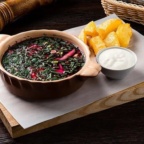 Холодник с румяной картошечкой