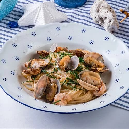 Лингвини с морскими петушками и креветками