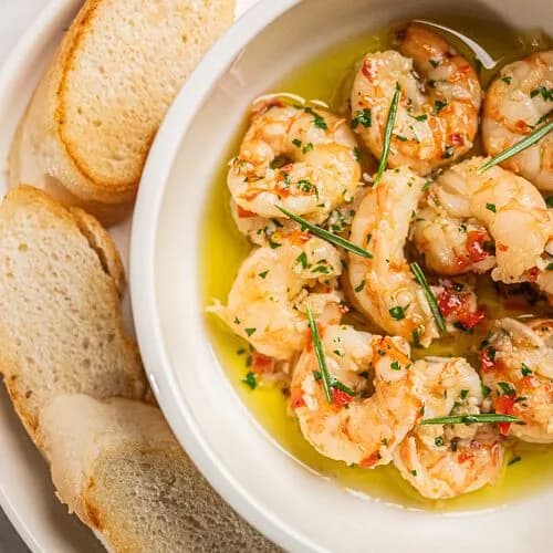 Креветки на гриле в чесночном масле