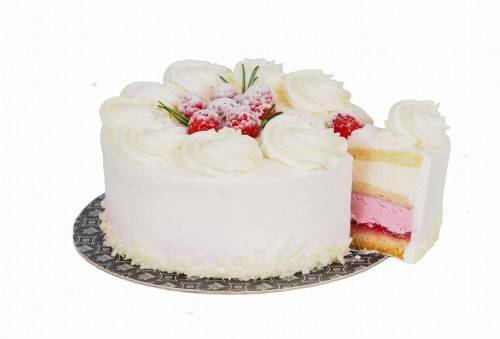 Tort mascarpone z malinami (ok 800g)