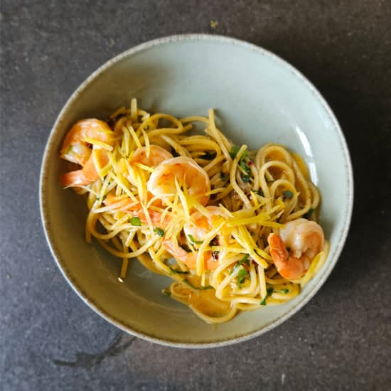 Spaghetti z krewetkami