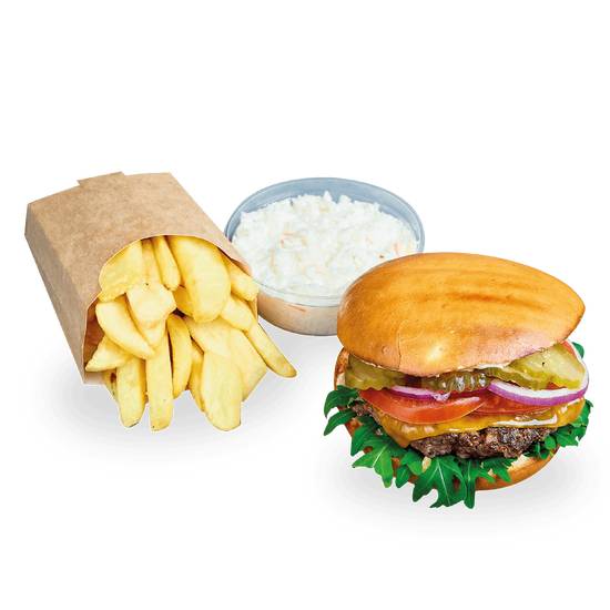 Lunch Zestaw - miniSer Burger, Frytki Crispy i Coleslaw