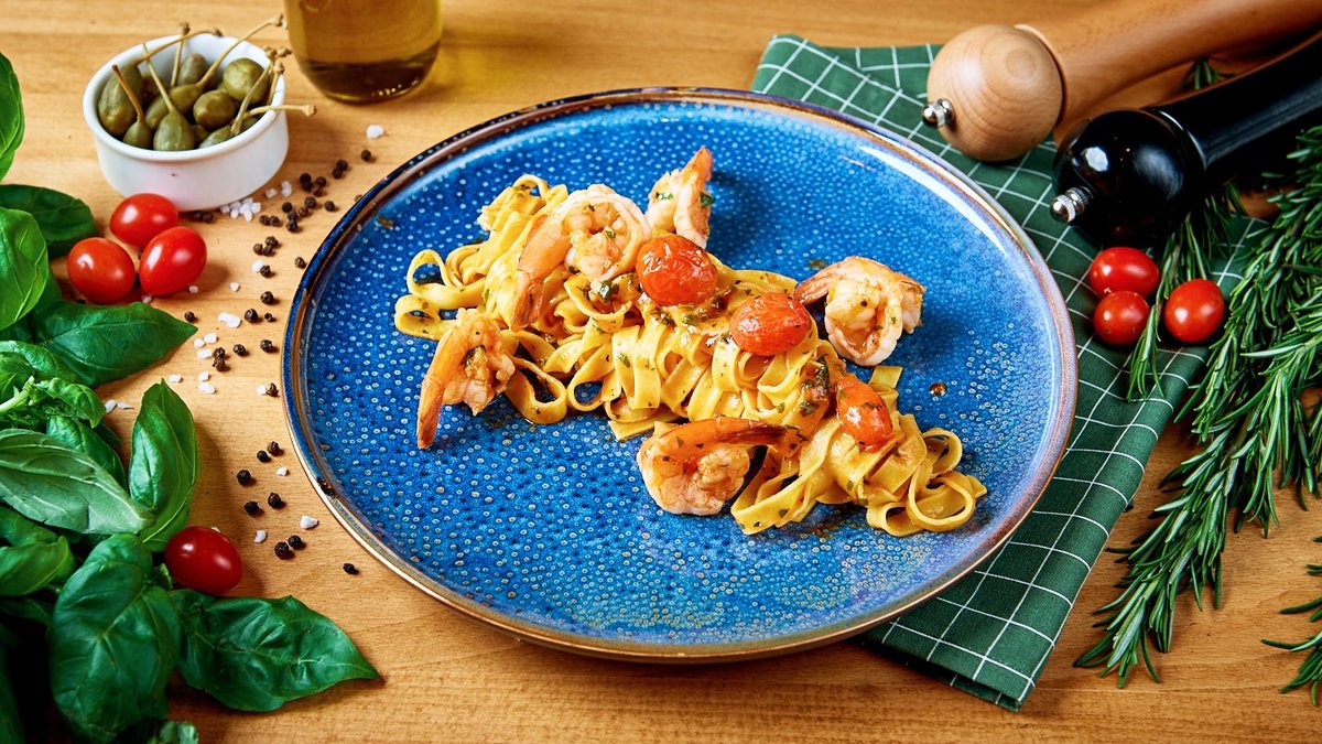 Tagliatelle con gamberi